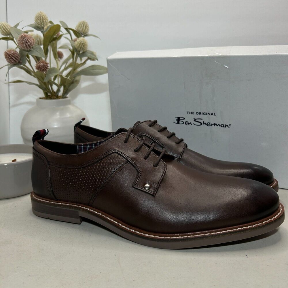 Ben Sherman Brent Oxford Lace Up Brown Leather Dress Shoes Men's US 13 NWB